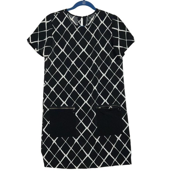 Valette Women’s Black White Sheath Dress. Patch Pockets Sz. Small - Picture 12 of 12